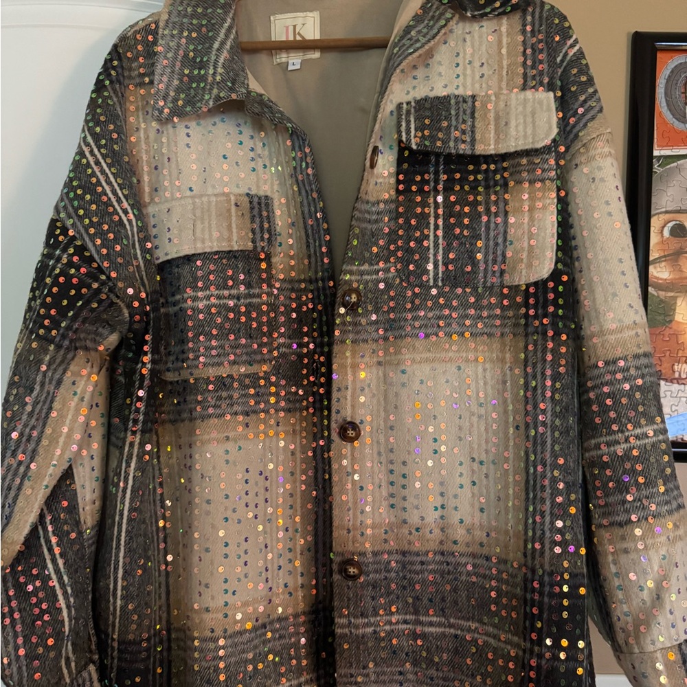 Multicolor Plaid Sequin Blazer